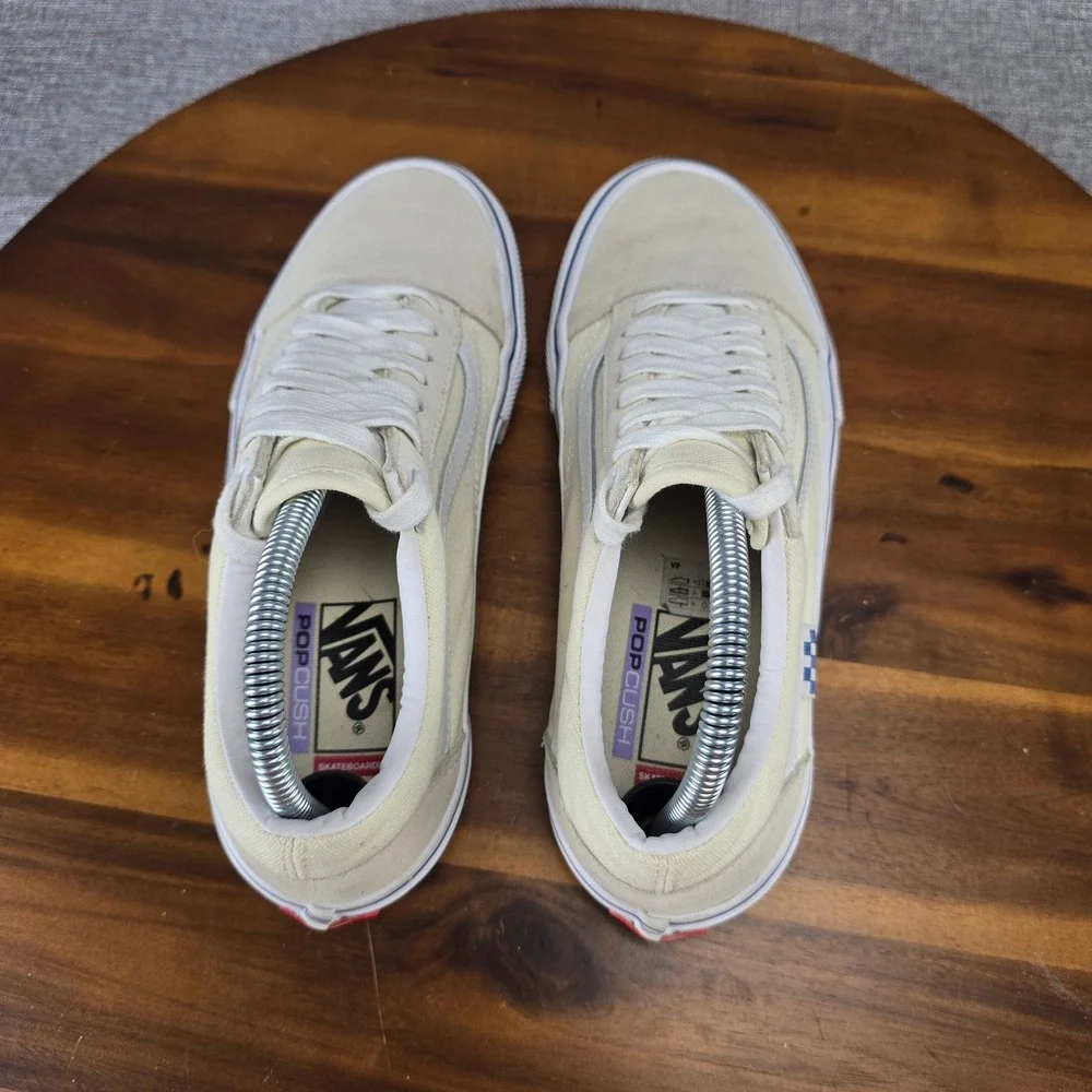 Vans Skate Old Skool‎ Off White Cream Suede Canvas PopCush Mens 6.5 Sneakers
